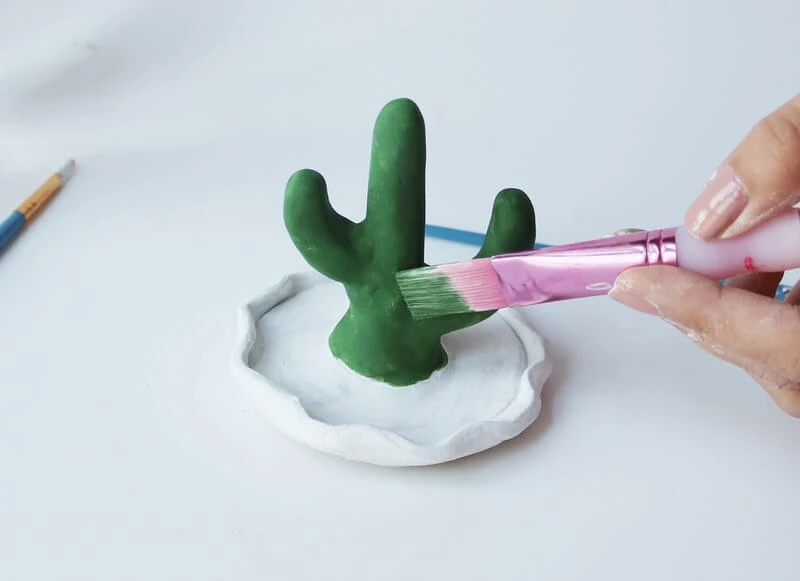 DIY Cactus Jewelry Holder made using Activ-Clay